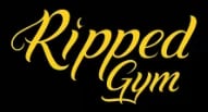 Ripped Gym logo in gold script lettering on black background